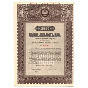 Anleihe der 2. Serie 4% der staatlichen Goldrente über 10.000 Zloty in Gold 1936 - RARE