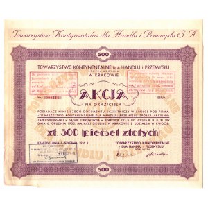 Towarzystwo Kontynentalne dla Handlu i Przemysłu S.A. w Warszawie - 1 x 500 zł. 1936