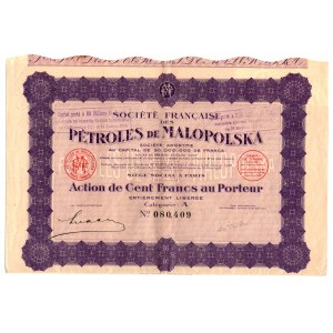 Societe Francaise des Petroles de Malopolska, akcja na 100 franków