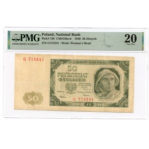 50 zloty 1948 - G series - PMG 20