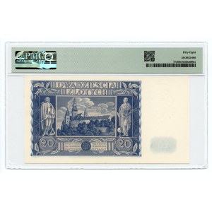 20 zlotých 1936 - vzácná první série AA - PMG 58