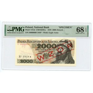2.000 złotych 1979 - WZÓR - S 0000000 - No.1848 - PMG 68 EPQ