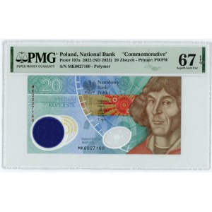 20 złotych 2022 Mikołaj Kopernik - banknot polimerowy - PMG 67 EPQ