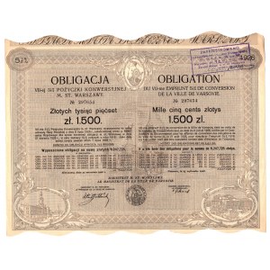 Konversionsanleihe der Stadt Warschau - Anleihe 1500 Zloty 1926