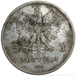 5 Zloty 1928 NIKE mit Münzzeichen - Warschau