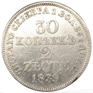 30 Kopeken = 2 Zloty 1839 (MW) Warschau