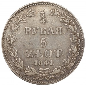 3/4 ruble = 5 zlotys 1841 MW, Warsaw