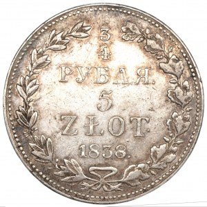 3/4 Rubel = 5 Zloty Warschau 1838 MW