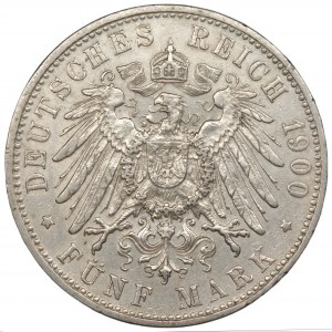 Niemcy, 5 marek 1900 (J) Hamburg - rzadszy rocznik