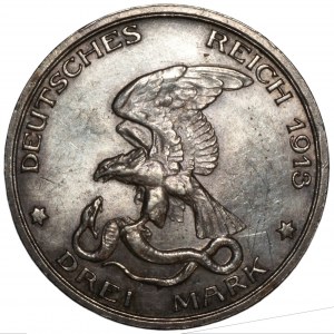 NIEMCY - Prusy - Wilhelm II - 3 marki 1913 - 100-lecie Bitwy Narodów (Bitwy pod Lipskiem)