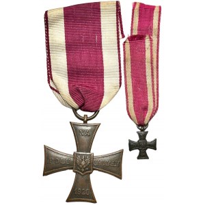 II RP. Krzyż Walecznych 1920 wraz z miniaturą.
