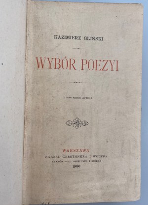 Kazimierz Glinski, Wybór poezyi , 1900.