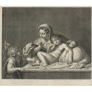Etienne PICART (1632-1721), według: Annibale CARACCI (1560-1609), Madonna z Dzieciątkiem i Janem Chrzcicielem