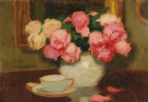 Alfons KARPIŃSKI (1875-1961), Róże i filiżanka