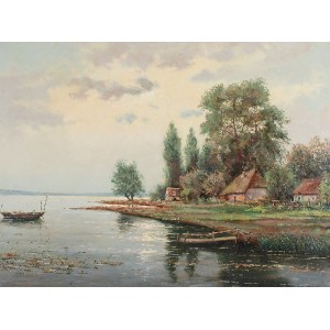 Ernst LORENZ-MUROWANA (1872-1950), Zagroda rybacka nad zalewem