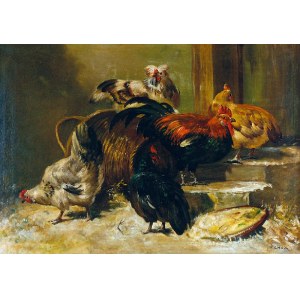 Malarz nieokreślony, XIX w., Kury i koguty