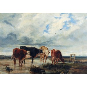 Hippolyte DE BOUG D'ORSCHWILLER (1810-1868), Krowy u wodopoju, 1841