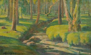 Eugeniusz URBAŃSKI DE NIECZUJA (1888-?), Pejzaż z leśnym strumykiem