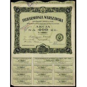 Polen, 1 Aktie für 400 Zloty, 1930, Warschau