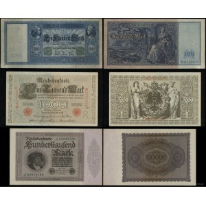 Nemecko, sada 3 nemeckých bankoviek, 1910-1923