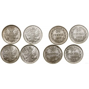 Finlandia, zestaw: 4 x 50 pennia, 1916-1917, Helsinki