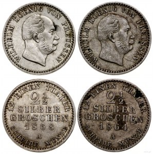 Niemcy, zestaw 2 monet (2 x 2 1/2 grosza), 1864 A, 1868 A, Berlin