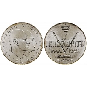 Nórsko, 25 korún, 1970, Kongsberg