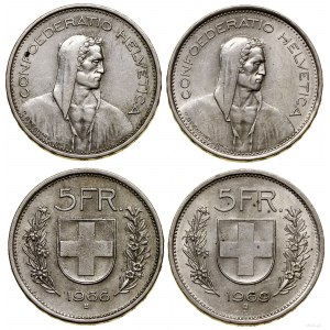 Švýcarsko, šarže 2 x 5 franků, 1966 B, 1969 B, Bern