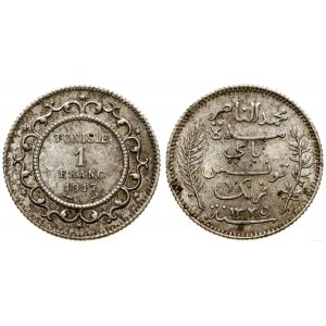 Tunisko, 1 frank, 1916 A (AH 1335), Paríž
