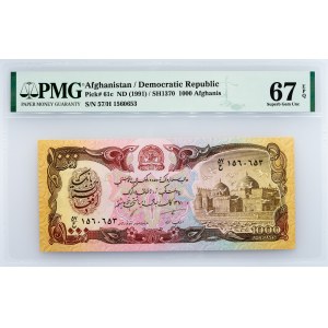 Afghanistan/Democratic Republic, 1000 Afghanis 1991, PMG - Superb Gem Unc 67 EPQ