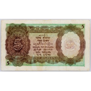 British India, 5 Rupees 1937-1943