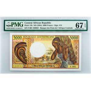 Central African Republic, 5000 Francs 1984, PMG - Superb Gem Unc 67 EPQ
