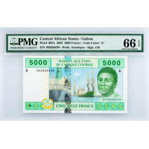 Central African States, 5000 Francs 2002, PMG - Gem Uncirculated 66 EPQ