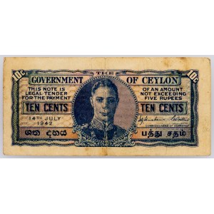 Ceylon, 10 Cents 1942