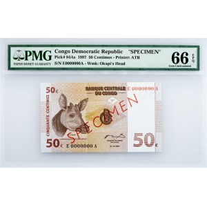 Congo Democratic Republic, 50 Centimes 1997, PMG - Gem Uncirculated 66 EPQ