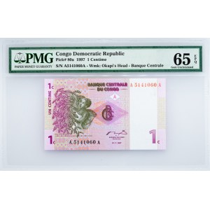 Congo Democratic Republic, 1 Centime 1997, PMG - Gem Uncirculated 65 EPQ