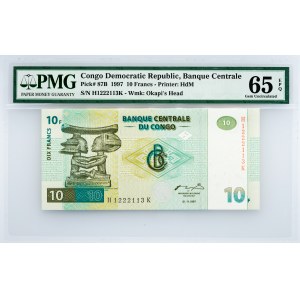 Congo Democratic Republic, 10 Francs 1997, PMG - Gem Uncirculated 65 EPQ