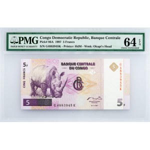Congo Democratic Republic, 5 Francs 1997, PMG - Choice Uncirculated 64 EPQ