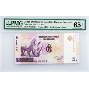 Congo Democratic Republic, 5 Francs 1997, PMG - Gem Uncirculated 65 EPQ