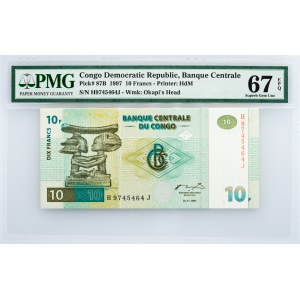 Congo Democratic Republic, 10 Francs 1997, PMG - Superb Gem Unc 67 EPQ