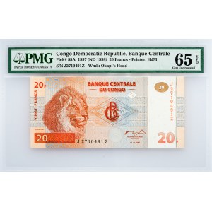 Congo Democratic Republic, 20 Francs 1997, PMG - Gem Uncirculated 65 EPQ