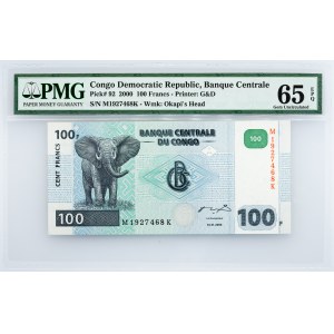 Congo Democratic Republic, 100 Francs 2000, PMG - Gem Uncirculated 65 EPQ