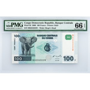 Congo Democratic Republic, 100 Francs 2000, PMG - Gem Uncirculated 66 EPQ
