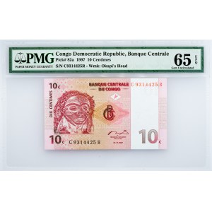 Congo Democratic Republic , 10 Centimes 1997, PMG - Gem Uncirculated 65 EPQ