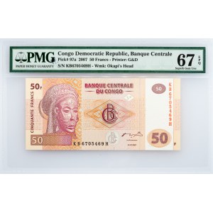 Congo Democratic Republic , 50 Francs 2007, PMG - Superb Gem Unc 67 EPQ