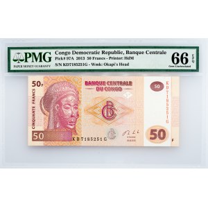 Congo Democratic Republic , 50 Francs 2013, PMG - Gem Uncirculated 66 EPQ