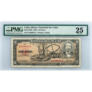Cuba, 10 Pesos 1958, PMG - Very Fine 25