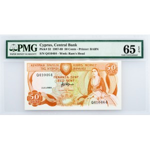 Cyprus, 50 Cents 1987-1989, PMG - Gem Uncirculated 65 EPQ