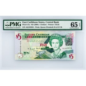 East Caribbean States, 5 Dollars 2008, PMG - Gem Uncirculated 65 EPQ