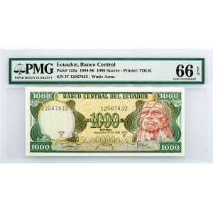 Ecuador, 1000 Sucres 1984-1986, PMG - Gem Uncirculated 66 EPQ